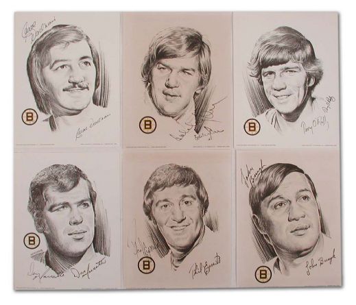 1972-73 Boston Bruins Signed Portrait Collection of 20 with Orr