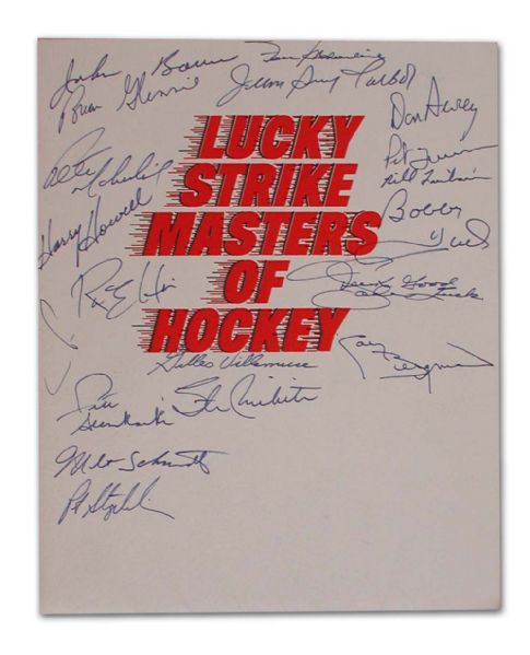 1982-83 Lucky Strike Masters of Hockey Folder Signed by 35 Oldtimers