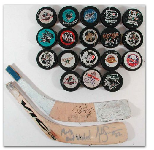 Hockey Puck Collection of 20 Autographed by Stars