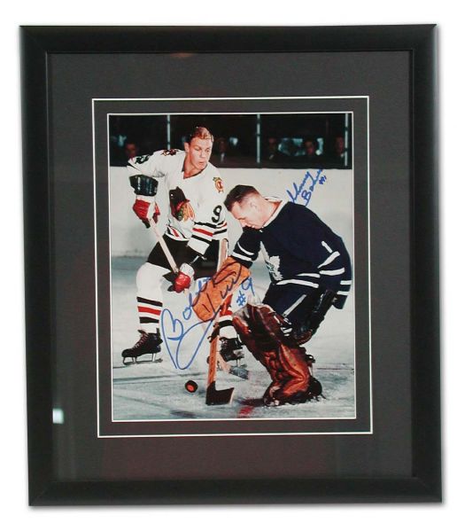 Bobby Hull & Johnny Bower Autographed Framed Photo