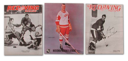 1969-70 Detroit Red Wings Gordie Howe Signed Program Collection of 3