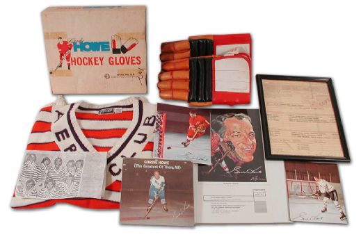 Gordie Howe Uncommon Memorabilia Collection of 8