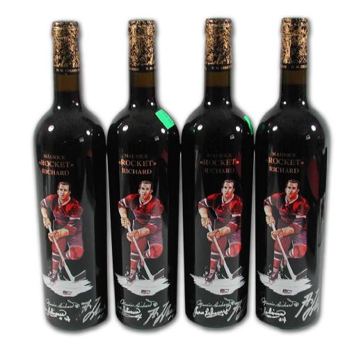 Maurice "Rocket" Richard Signed Wine Bottle Collection of 4