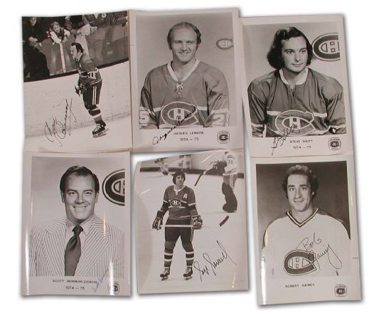 1970s Montreal Canadiens B & W Signed Photo Collection of 42