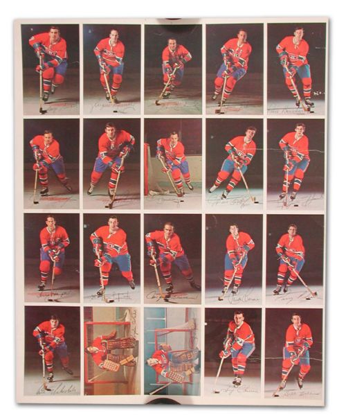 Circa 1970 Montreal Canadiens Uncut Postcard Sheet (18” x 22 1/2”)