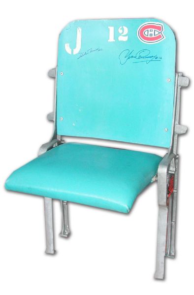 Montreal Forum Blue Seat Autographed by Moore & Cournoyer