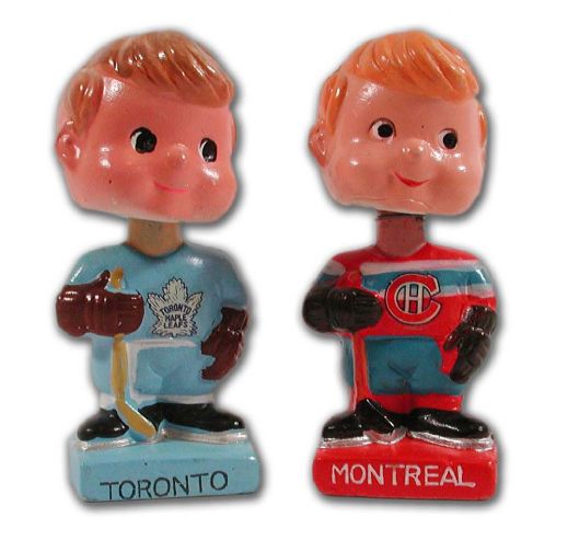 1960s Montreal Canadiens and Toronto Maple Leafs Mini Nodders