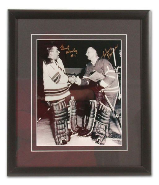 Gump Worsley & Johnny Bower Framed Autograph Display