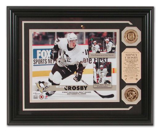 Sidney Crosby Limited Edition Commemorative First NHL Game & Point Framed Display (13” x 16”)