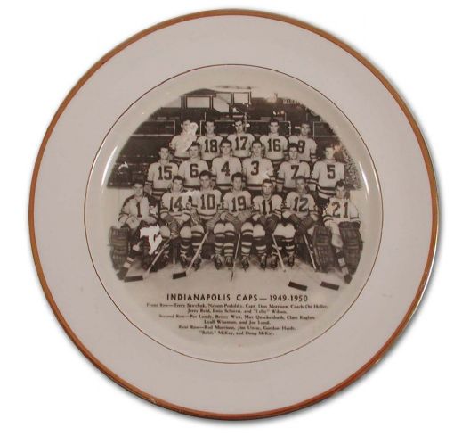 Vintage 1949-50 Indianapolis Capitals Team Photo Plate with Terry Sawchuk