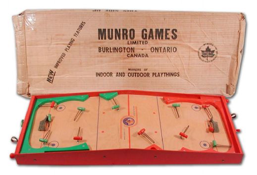 Vintage Munro Wooden Table Hockey Game in Original Box