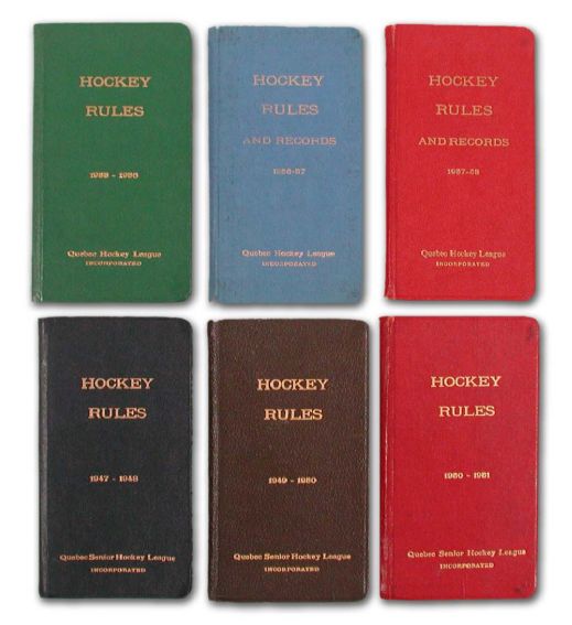 1947-1958 QSHL Hockey Rules Handbook Collection of 6