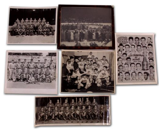 Elmer Lach’s 1940’s & 1950’s Montreal Canadiens Team Photo  Collection of 6
