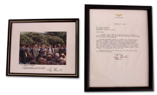 Collection of Two Pieces Autographed by George Bush