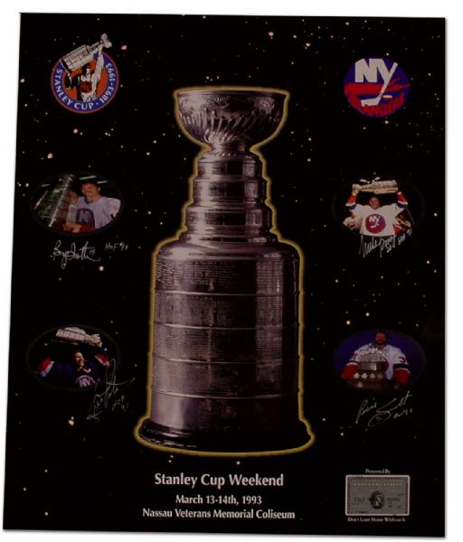 Stanley Cup Poster Collection of 22 Autographed by Trottier,  Bossy, Potvin & Smith