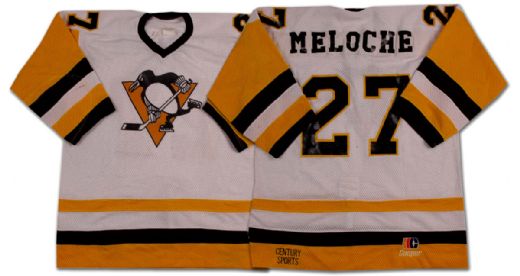 Gilles Meloche’s 1987-88 Pittsburgh Penguins White Game Worn Jersey