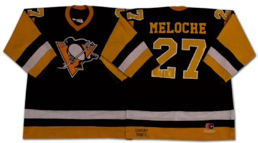 Gilles Meloche’s 1987-88 Pittsburgh Penguins Black Game Worn Jersey