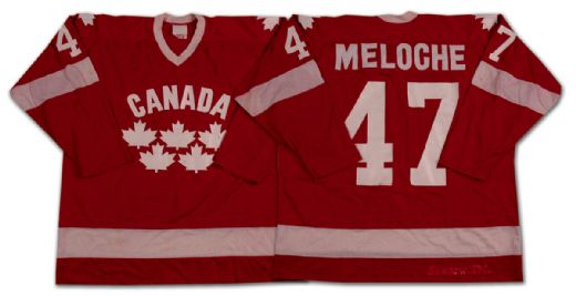 Gilles Meloche’s 1982 Team Canada Game Worn Jersey & Team Signed  Pennant Including Gretzky