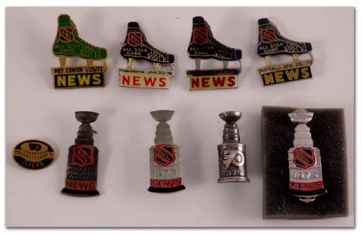 Lou Scheinfeld’s Stanley Cup Playoff & NHL All-Star Game Press  Pin Collection