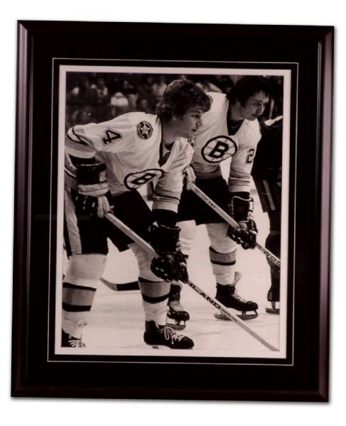 Scarce Bobby Orr & Brad Park Boston Bruins Framed Photo