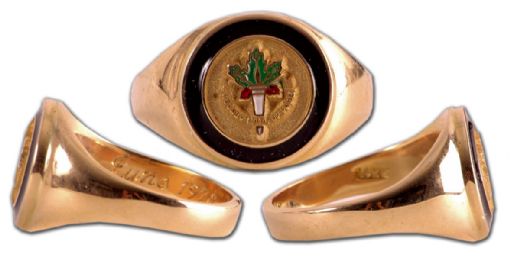 Jacques Plante Hockey Hall of Fame Gold Ring