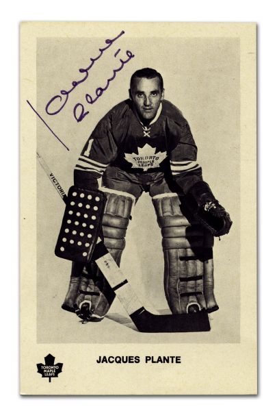 Jacques Plante Autographed Toronto Maple Leafs Postcard