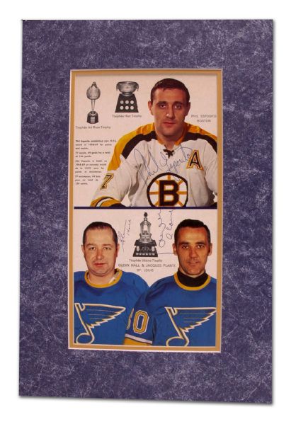 Jacques Plante, Glenn Hall & Phil Esposito Trophy Winner  Autographed Display