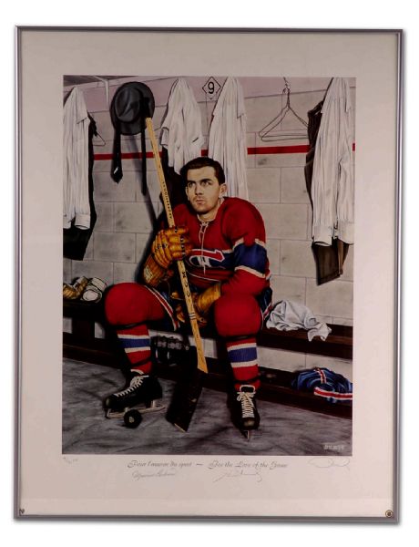 Limited Edition Framed Maurice Richard Autographed Lithograph  (25” x 32”)