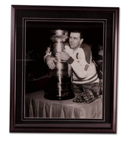 Autographed Maurice Richard with Stanley Cup Framed Photo (22” x  26”)