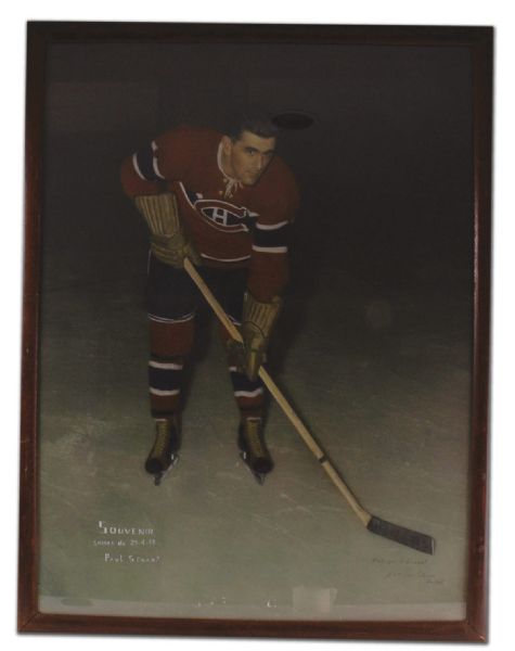 Exceptional Huge 1944 Maurice Richard Colorized Framed  Photograph (32 1/2" x 43")