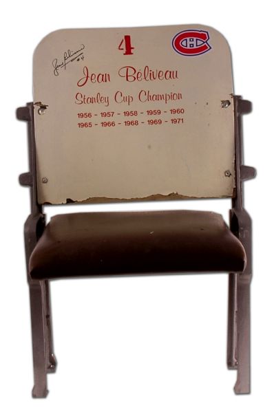 White Montreal Forum Seat Autographed by Jean Beliveau