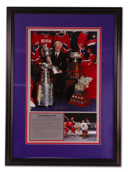 Magnificent Jean Beliveau Autographed Framed Photo Display (27”  x 37”) ADDENDUM