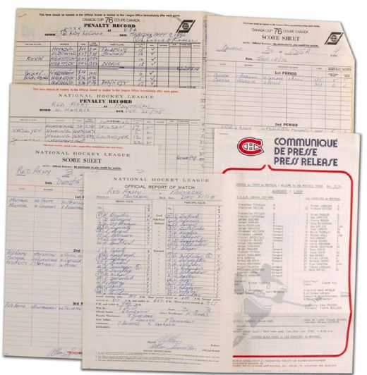 1976 Canada Cup & Other International Hockey Score Sheet &  Document Collection