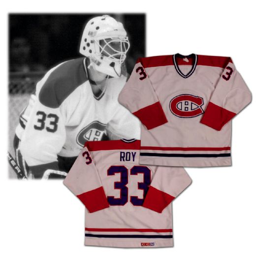 Patrick Roys 1985-86 Rookie Game Worn Photo Matched Montreal  Canadiens Jersey