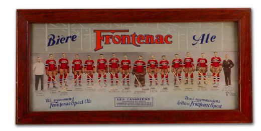 1930-31 Montreal Canadiens Frontenac Beer Advertising Framed  Team Photo (16” x 34”)