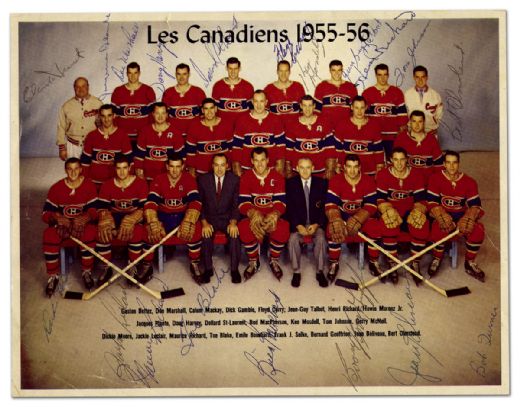 1955-56 Montreal Canadiens Team Signed Color Photo