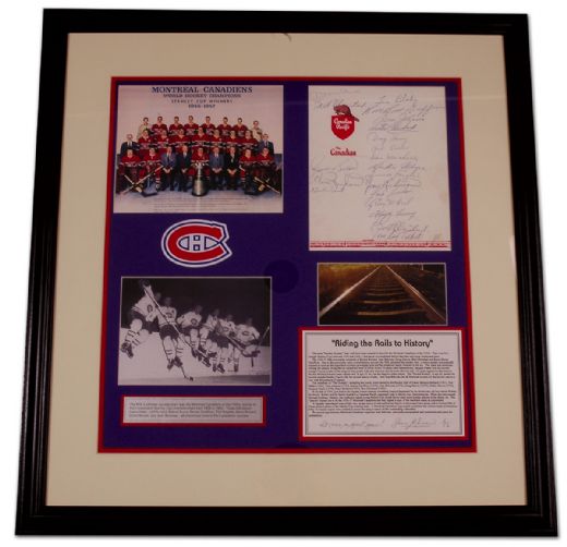 1956-57 Canadiens “Riding the Rails to History” Framed Display  (30” x 31) ADDENDUM