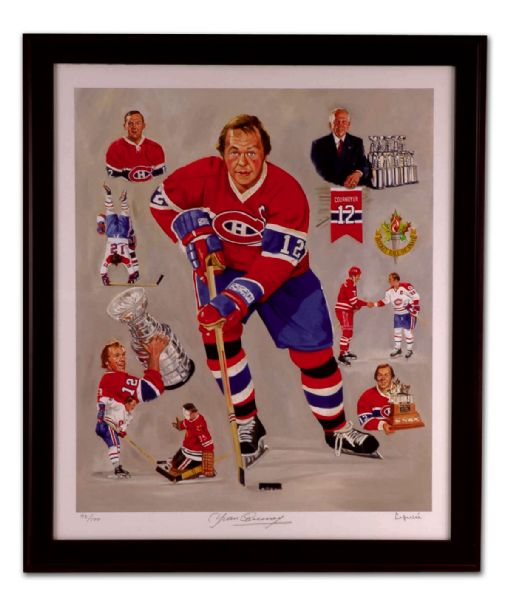 Limited Edition Autographed Yvan Cournoyer Lithograph from #12  Retirement Night