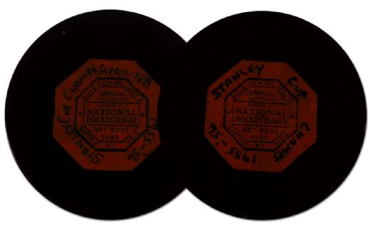 1955-56 Montreal Canadiens Stanley Cup Finals Game Used Puck