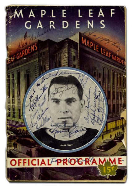 1943-44 Toronto Maple Leafs Program Autographed by 18 Including  Day, Kennedy & Hewitt