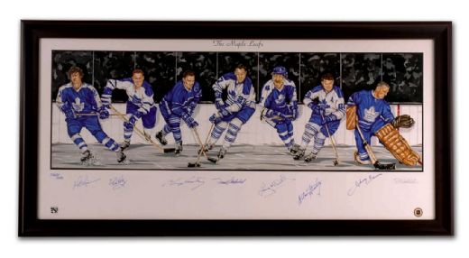 Toronto Maple Leafs Framed Lithograph Autographed by 7 HOFers