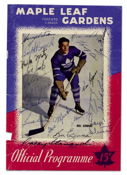 1946-47 Toronto Maple Leafs Team Signed Program Cover Including  Apps, Broda, Kennedy & Day