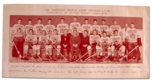 1932-33 Toronto Maple Leafs Team Photo in Original Mailer