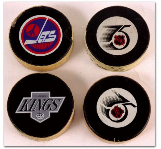 Los Angeles Kings Goal Puck Collection of 4