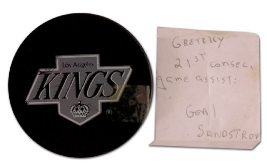 Wayne Gretzky’s 1991 Record Consecutive Assist Streak Puck