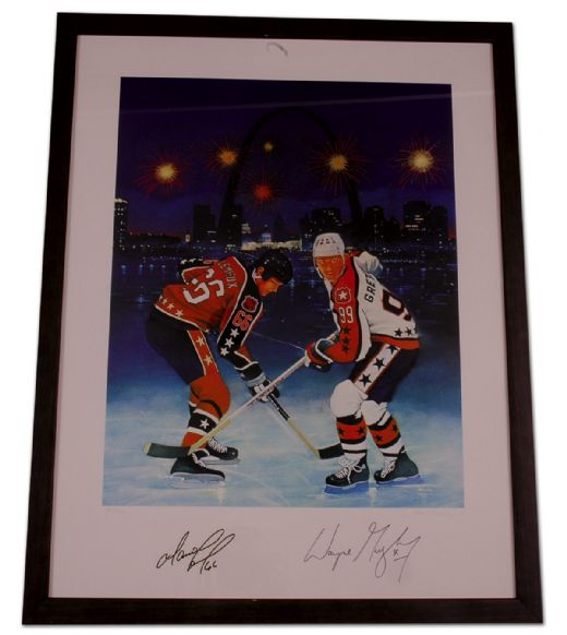 1988 NHL All-Star Game Framed Lithograph Autographed by Gretzky  & Lemieux