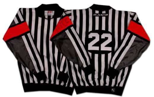 Paul Stewart’s Game Worn Referee’s Jersey from his 1000th NHL Game