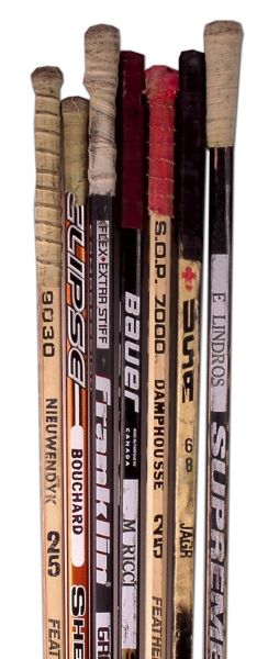 Game Used Stick Collection of 7 Including Jagr, Francis & Lindros