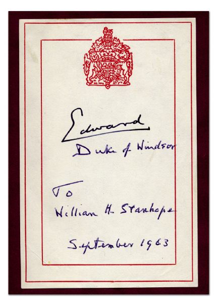 The Duke of Windsor Book Signed by the Donator of the Prince of  Wales Trophy ADDENDUM