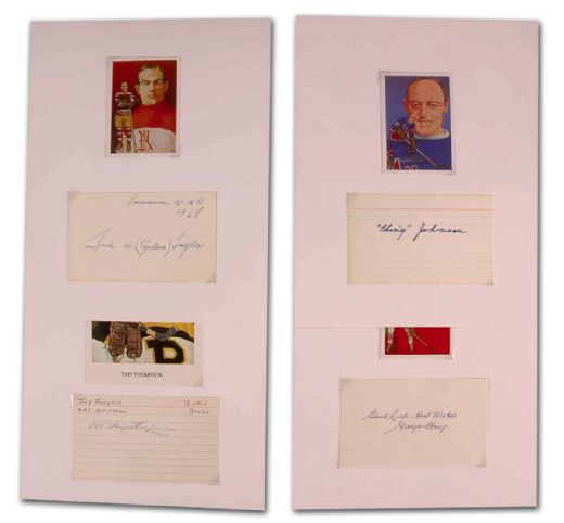  Rare Deceased Hockey Hall of Fame Autographed Index Card Collection of 9 Including Cyclone Taylor